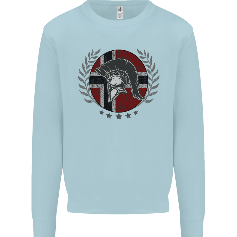 Norway Bodybuilding Flag Gym Training Spartan Mens Sweatshirt Jumper Light Blue