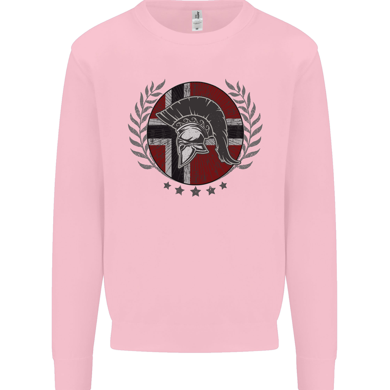 Norway Bodybuilding Flag Gym Training Spartan Mens Sweatshirt Jumper Light Pink