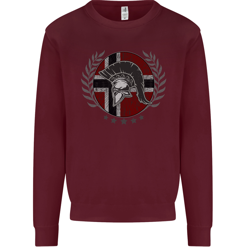 Norway Bodybuilding Flag Gym Training Spartan Mens Sweatshirt Jumper Maroon