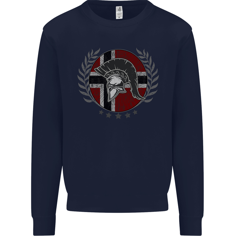Norway Bodybuilding Flag Gym Training Spartan Mens Sweatshirt Jumper Navy Blue