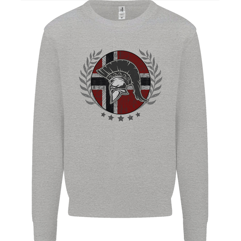 Norway Bodybuilding Flag Gym Training Spartan Mens Sweatshirt Jumper Sports Grey