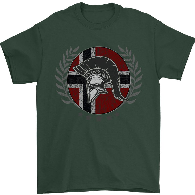 Norway Bodybuilding Flag Gym Training Spartan Mens T-Shirt 100% Cotton Forest Green