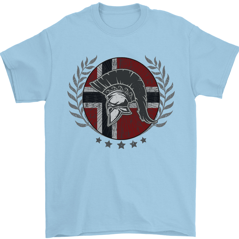 Norway Bodybuilding Flag Gym Training Spartan Mens T-Shirt 100% Cotton Light Blue