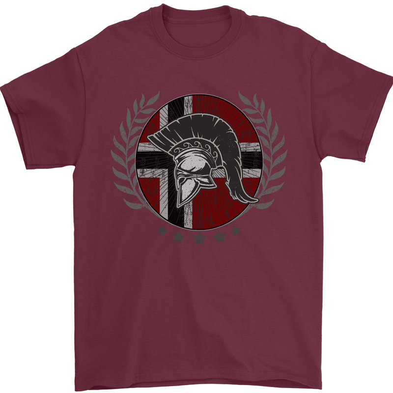 Norway Bodybuilding Flag Gym Training Spartan Mens T-Shirt 100% Cotton Maroon