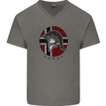 Norway Bodybuilding Flag Gym Training Spartan Mens V-Neck Cotton T-Shirt Charcoal