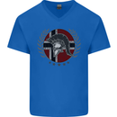 Norway Bodybuilding Flag Gym Training Spartan Mens V-Neck Cotton T-Shirt Royal Blue