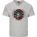 Norway Bodybuilding Flag Gym Training Spartan Mens V-Neck Cotton T-Shirt Sports Grey