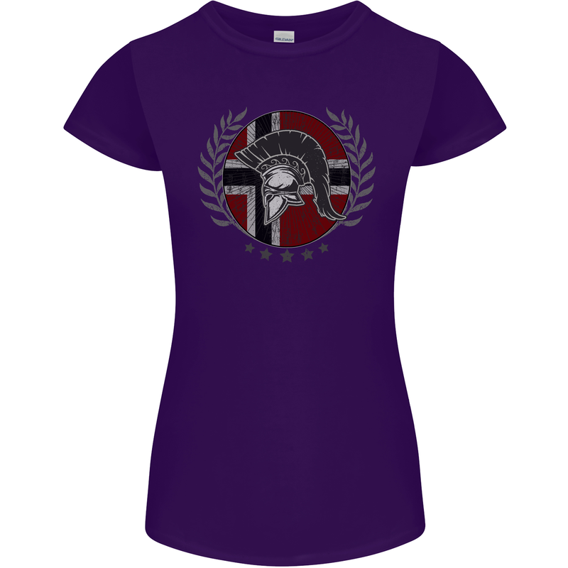 Norway Bodybuilding Flag Gym Training Spartan Womens Petite Cut T-Shirt Purple