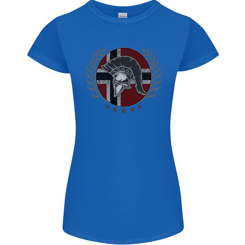 Norway Bodybuilding Flag Gym Training Spartan Womens Petite Cut T-Shirt Royal Blue