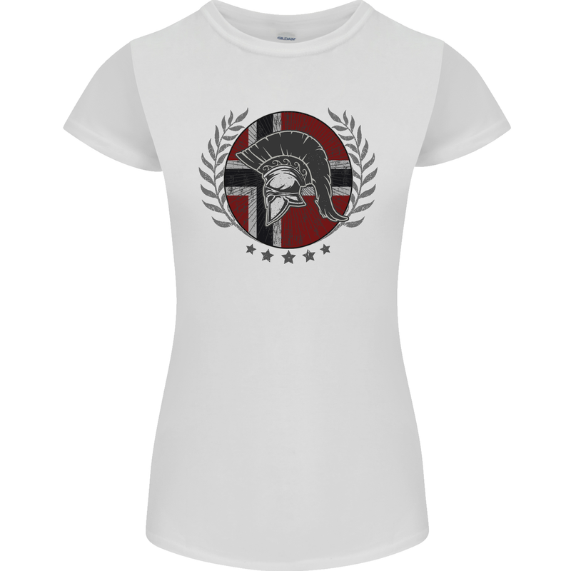 Norway Bodybuilding Flag Gym Training Spartan Womens Petite Cut T-Shirt White