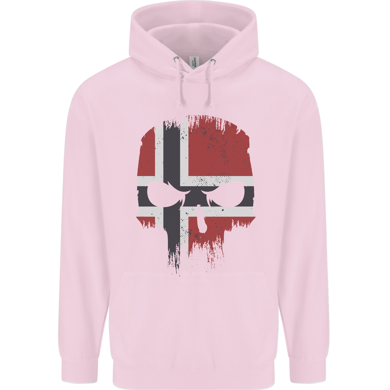 Norway Skull Flag Gym Bodybuilding Biker Childrens Kids Hoodie Light Pink