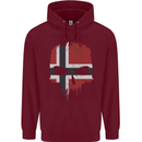 Norway Skull Flag Gym Bodybuilding Biker Childrens Kids Hoodie Maroon