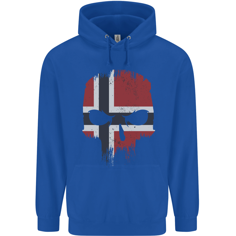 Norway Skull Flag Gym Bodybuilding Biker Childrens Kids Hoodie Royal Blue