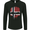 Norway Skull Flag Gym Bodybuilding Biker Mens Long Sleeve T-Shirt Black