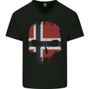 Norway Skull Flag Gym Bodybuilding Biker Mens V-Neck Cotton T-Shirt Black