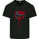 Norway Skull Gym Training Bodybuilding Mens V-Neck Cotton T-Shirt Black