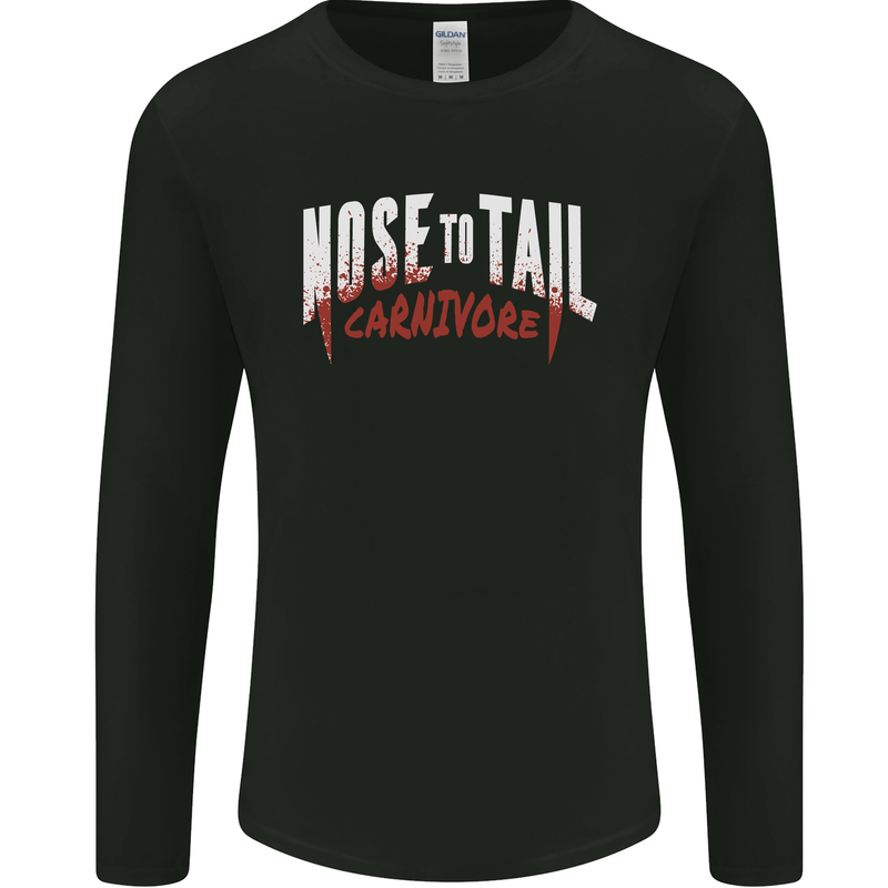 Nose to Tail Carnivore Meat Eater BBQ Mens Long Sleeve T-Shirt Black