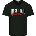 Nose to Tail Carnivore Meat Eater BBQ Mens V-Neck Cotton T-Shirt Black
