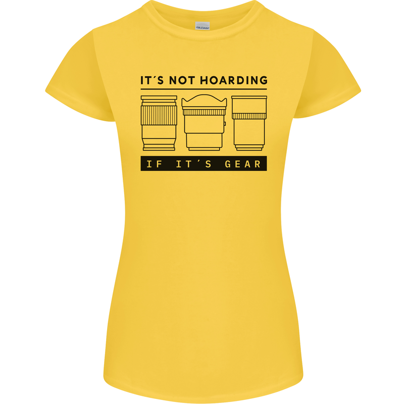 Not Hoarding Photography Photographer Camera Womens Petite Cut T-Shirt Yellow