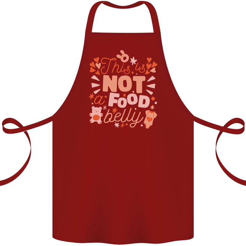 Not a Food Belly New Baby Pregnancy Pregnant Cotton Apron 100% Organic Maroon
