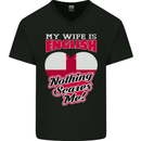 Nothing Scares Me My Wife is English England Mens V-Neck Cotton T-Shirt Black