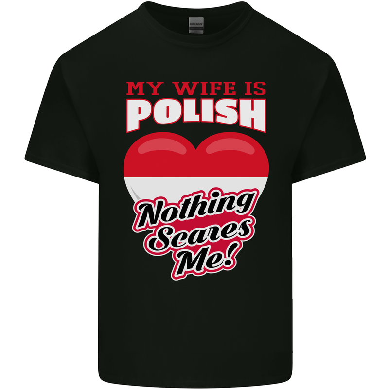 Nothing Scares Me My Wife is Polish Poland Kids T-Shirt Childrens Black