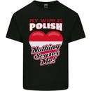 Nothing Scares Me My Wife is Polish Poland Mens Cotton T-Shirt Tee Top Black