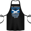 Nothing Scares Me My Wife is Scottish Scotland Cotton Apron 100% Organic Black