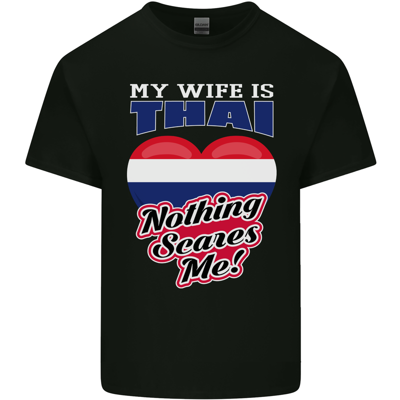 Nothing Scares Me My Wife is Thai Thailand Kids T-Shirt Childrens Black