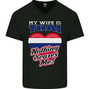 Nothing Scares Me My Wife is Thai Thailand Mens V-Neck Cotton T-Shirt Black