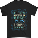 Nothing a Beer & Fishing Cant Fix Funny Mens T-Shirt 100% Cotton Black
