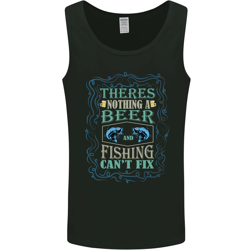 Nothing a Beer & Fishing Cant Fix Funny Mens Vest Tank Top Black