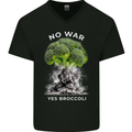 Nuclear Broccoli Mens V-Neck Cotton T-Shirt Black