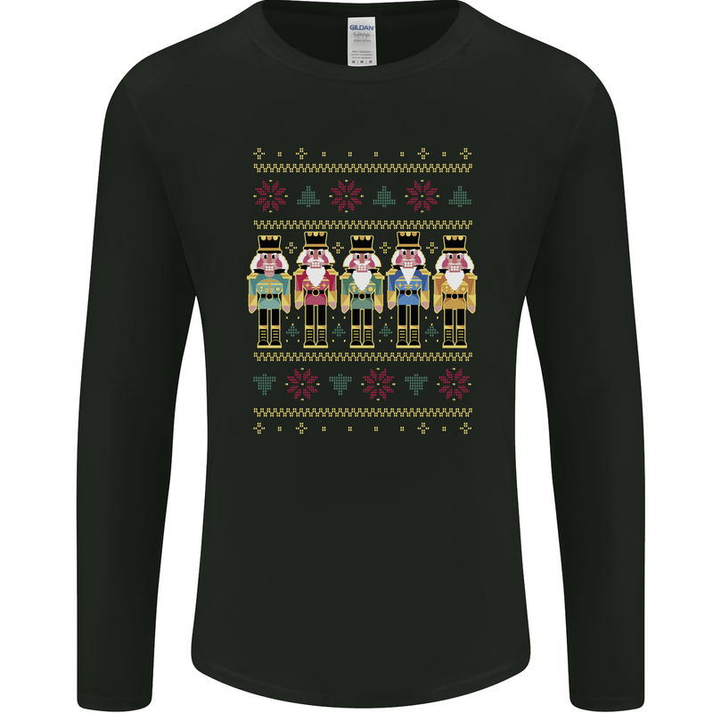 Nutcracker Christmas Xmas Traditional Mens Long Sleeve T-Shirt Black