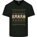 Nutcracker Christmas Xmas Traditional Mens V-Neck Cotton T-Shirt Black