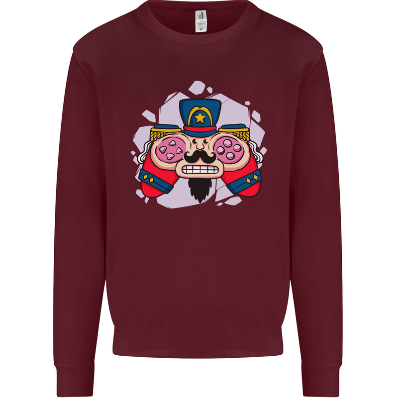 Nutcracker Joypad Gaming Joy Stick Gamer Mens Sweatshirt Jumper Maroon