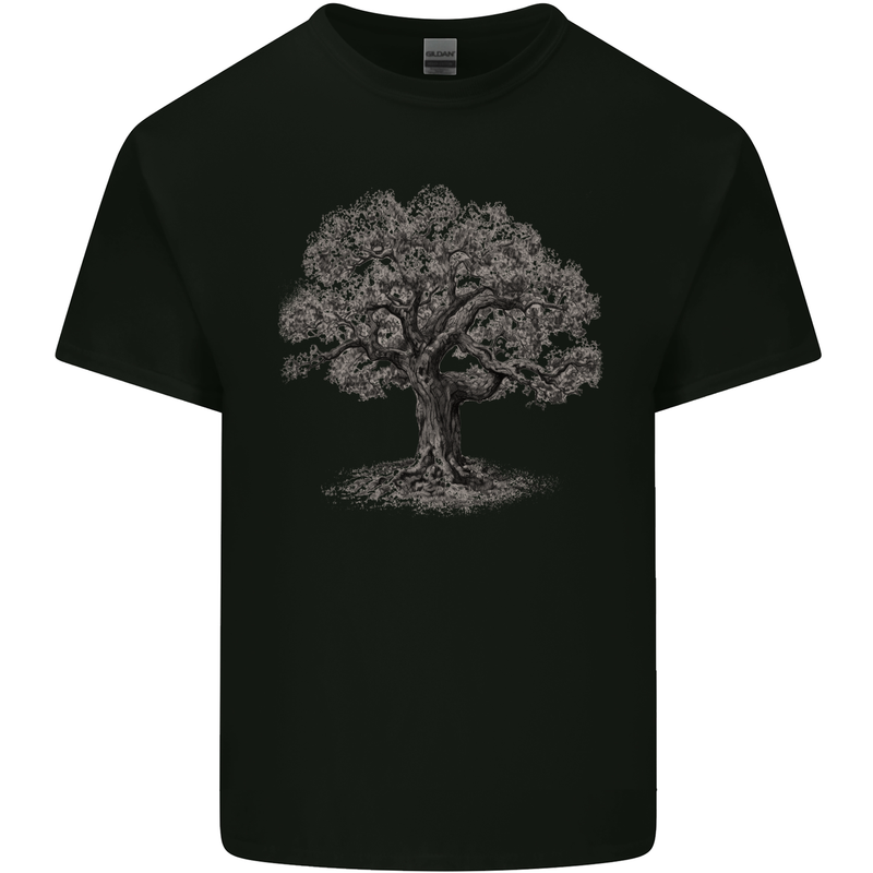 Oak Tree Mens Cotton T-Shirt Tee Top Black