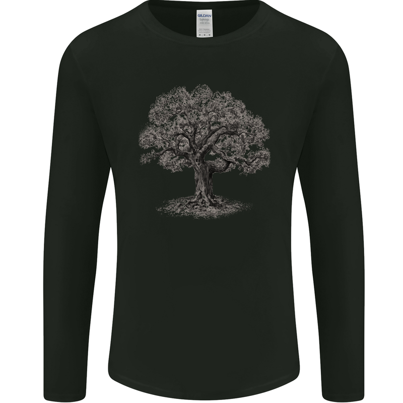 Oak Tree Mens Long Sleeve T-Shirt Black