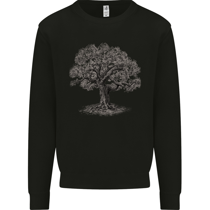 Oak Tree Mens Sweatshirt Jumper Black