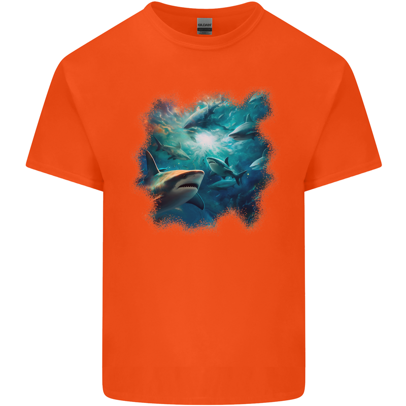 Ocean Great White Sharks Kids T-Shirt Childrens Orange