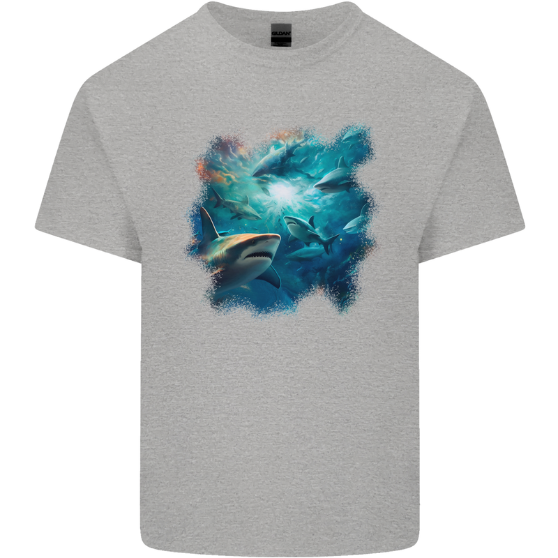 Ocean Great White Sharks Kids T-Shirt Childrens Sports Grey