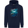 Ocean Great White Sharks Mens 80% Cotton Hoodie Navy Blue