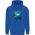 Ocean Great White Sharks Mens 80% Cotton Hoodie Royal Blue