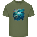 Ocean Great White Sharks Mens Cotton T-Shirt Tee Top Military Green