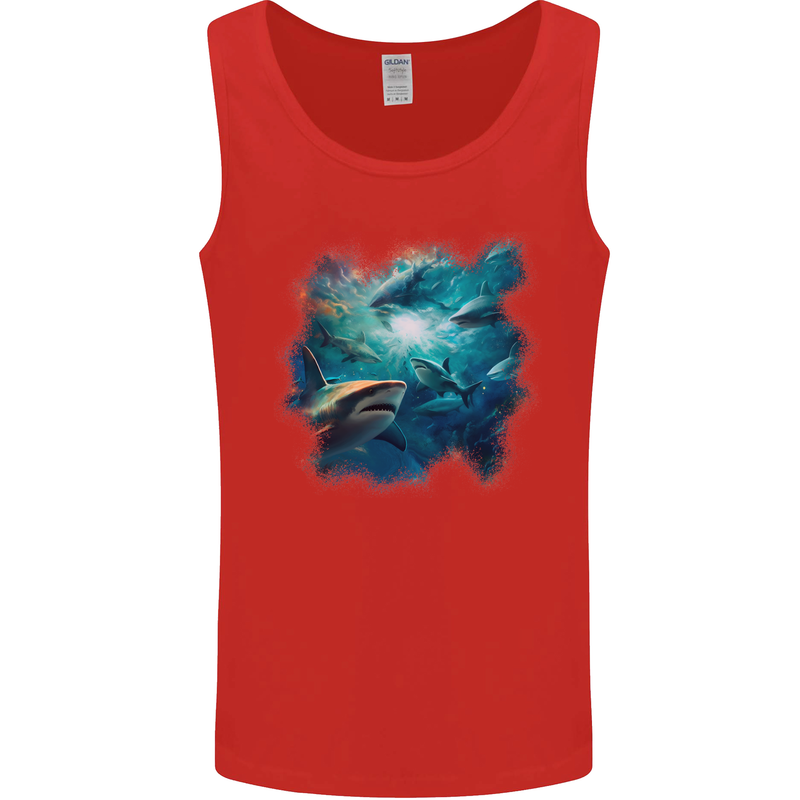 Ocean Great White Sharks Mens Vest Tank Top Red
