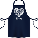 Ocean Heart Ecology Dolphin Fish Whale Octopus Cotton Apron 100% Organic Navy Blue