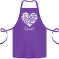 Ocean Heart Ecology Dolphin Fish Whale Octopus Cotton Apron 100% Organic Purple