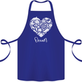Ocean Heart Ecology Dolphin Fish Whale Octopus Cotton Apron 100% Organic Royal Blue