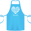 Ocean Heart Ecology Dolphin Fish Whale Octopus Cotton Apron 100% Organic Turquoise