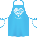 Ocean Heart Ecology Dolphin Fish Whale Octopus Cotton Apron 100% Organic Turquoise